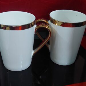 6 Piece Mugs Set with Golden Outline