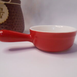 red ramekin with handle