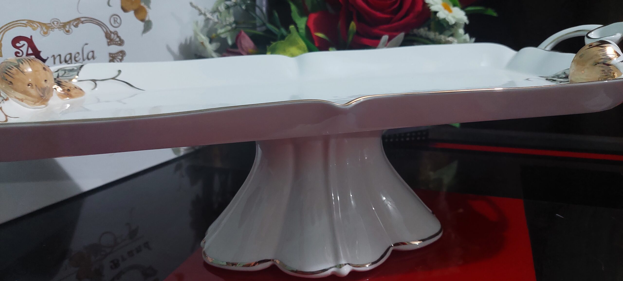Elegant & Modern Ceramic Serving Platter in Stand Style - Image 5