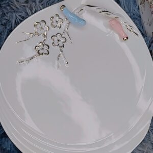 Elegant Serving Platter with Attached Cute Mini Birds