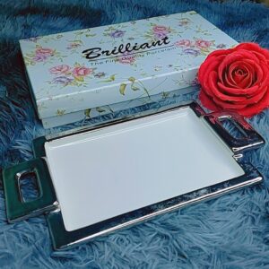 Fancy Serving Tray with Beautiful Silver Handle by Brilliant