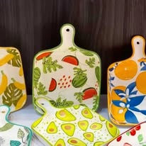 Colourful Ceramic Platter with Handle (Small)