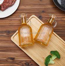 Oil Vinegar Bottle Set of 2 with wood Cork Lid