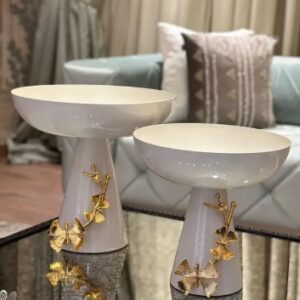 Metal Serving Platter Deep (Off White)