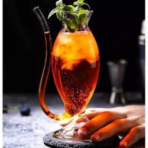Cocktail Glass Sipper with Glass Straw – 500ml